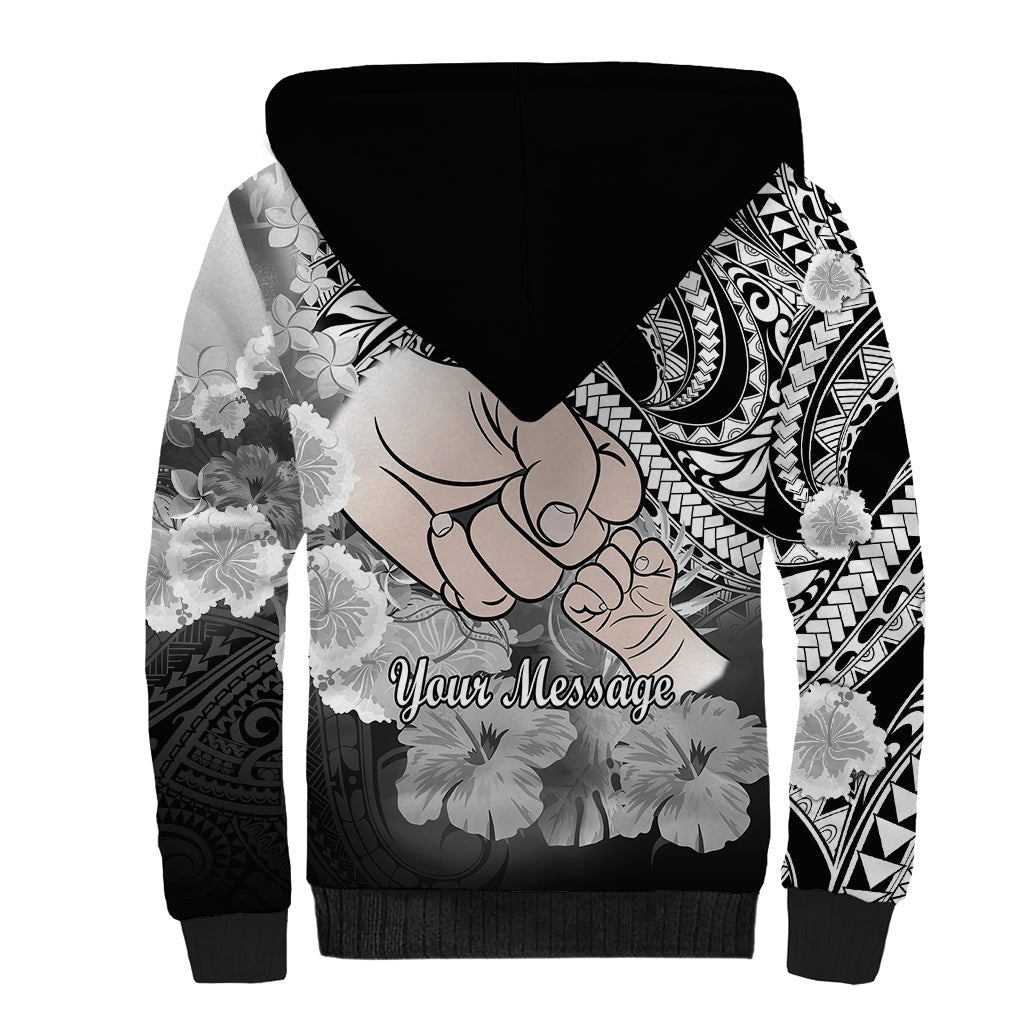 Personalised Polynesian Pride Happy Father Day Sherpa Hoodie I Love You Dad - Polynesian Tribal Black - Wonder Print Shop