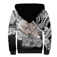 Personalised Polynesian Pride Happy Father Day Sherpa Hoodie I Love You Dad - Polynesian Tribal Black - Wonder Print Shop