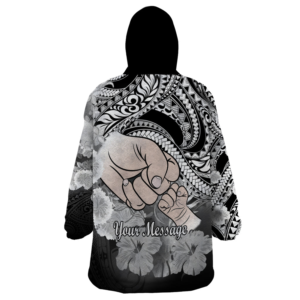 Personalised Polynesian Pride Happy Father Day Wearable Blanket Hoodie I Love You Dad - Polynesian Tribal Black - Wonder Print Shop
