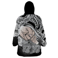 Personalised Polynesian Pride Happy Father Day Wearable Blanket Hoodie I Love You Dad - Polynesian Tribal Black - Wonder Print Shop