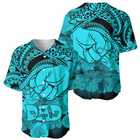 Polynesian Pride Happy Father Day Baseball Jersey I Love You Dad - Polynesian Tribal Aqua LT9 - Wonder Print Shop