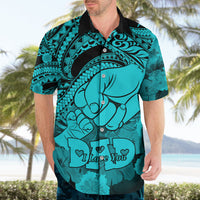 Polynesian Pride Happy Father Day Hawaiian Shirt I Love You Dad - Polynesian Tribal Aqua - Wonder Print Shop