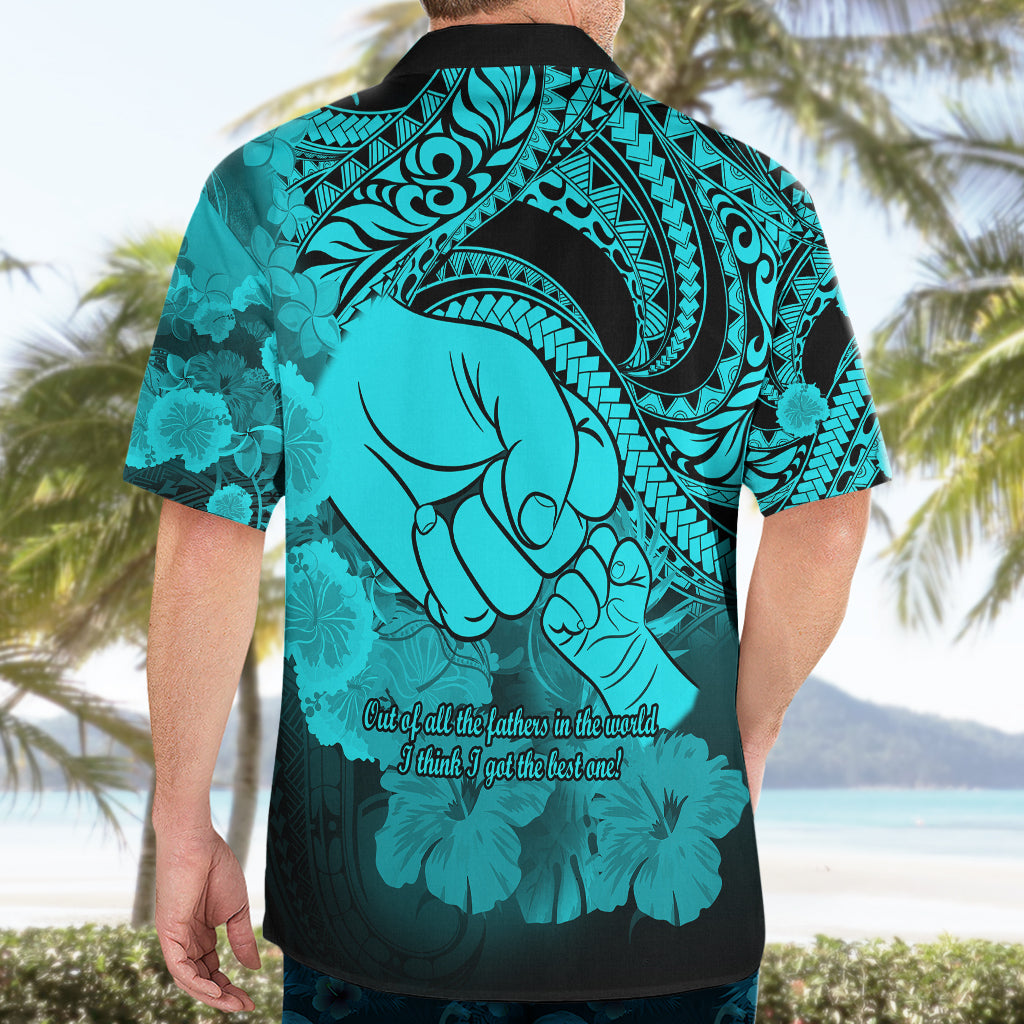 Polynesian Pride Happy Father Day Hawaiian Shirt I Love You Dad - Polynesian Tribal Aqua - Wonder Print Shop