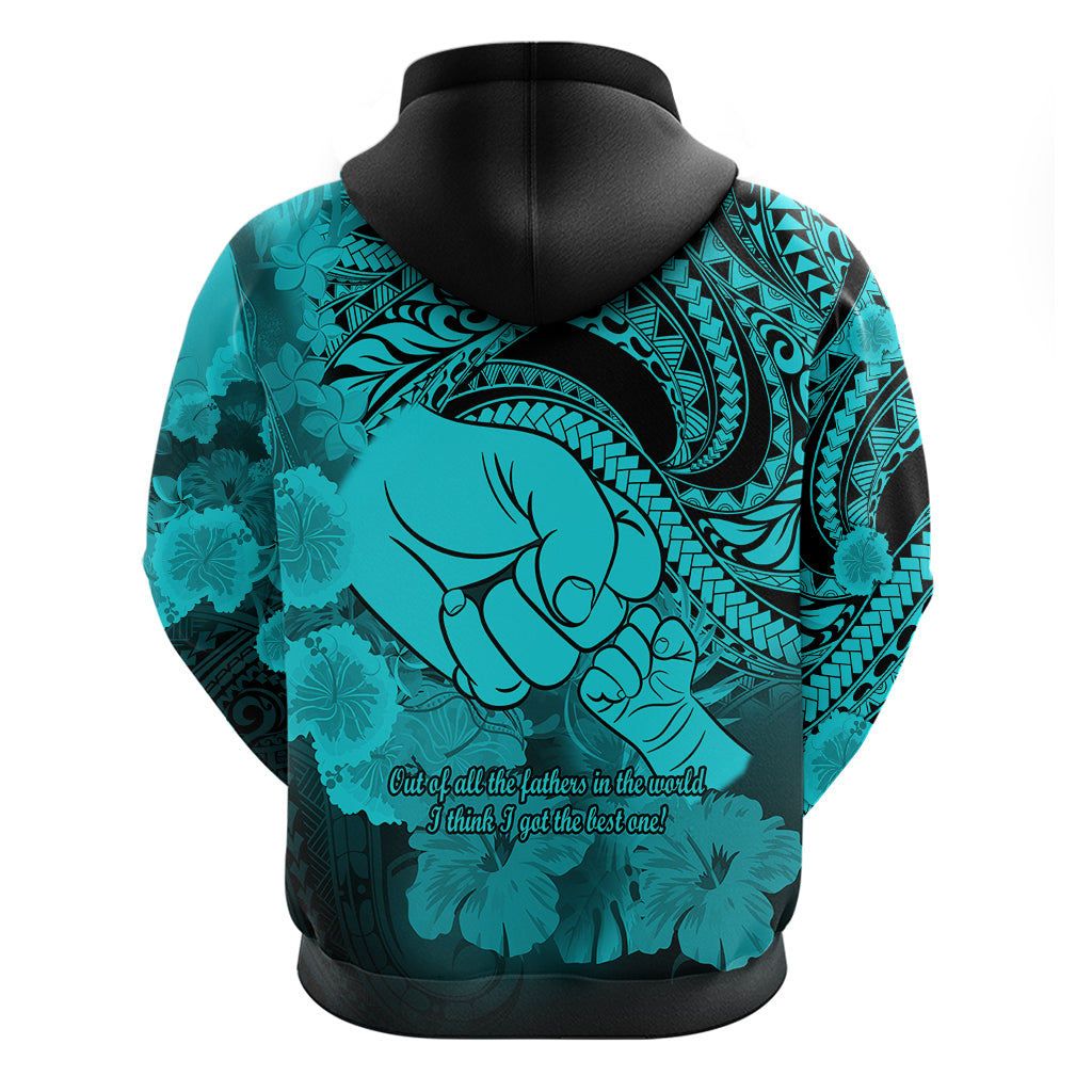 Polynesian Pride Happy Father Day Hoodie I Love You Dad - Polynesian Tribal Aqua - Wonder Print Shop