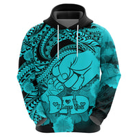 Polynesian Pride Happy Father Day Hoodie I Love You Dad - Polynesian Tribal Aqua - Wonder Print Shop