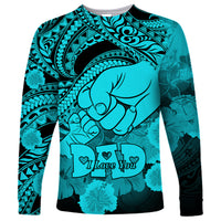 Polynesian Pride Happy Father Day Long Sleeve Shirt I Love You Dad - Polynesian Tribal Aqua - Wonder Print Shop