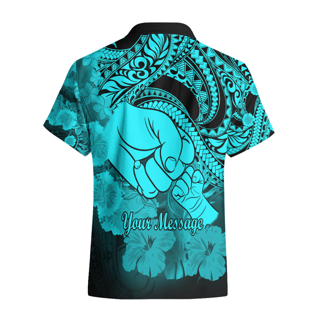 Personalised Polynesian Pride Happy Father Day Hawaiian Shirt I Love You Dad - Polynesian Tribal Aqua - Wonder Print Shop