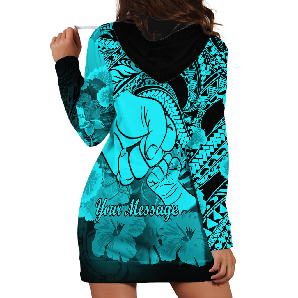 Personalised Polynesian Pride Happy Father Day Hoodie Dress I Love You Dad - Polynesian Tribal Aqua - Wonder Print Shop