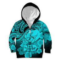 Personalised Polynesian Pride Happy Father Day Kid Hoodie I Love You Dad - Polynesian Tribal Aqua - Wonder Print Shop