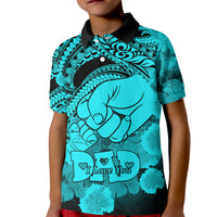 Custom Polynesian Pride Happy Father Day Polo Shirt for Kid I Love You Dad Polynesian Tribal Aqua - Wonder Print Shop