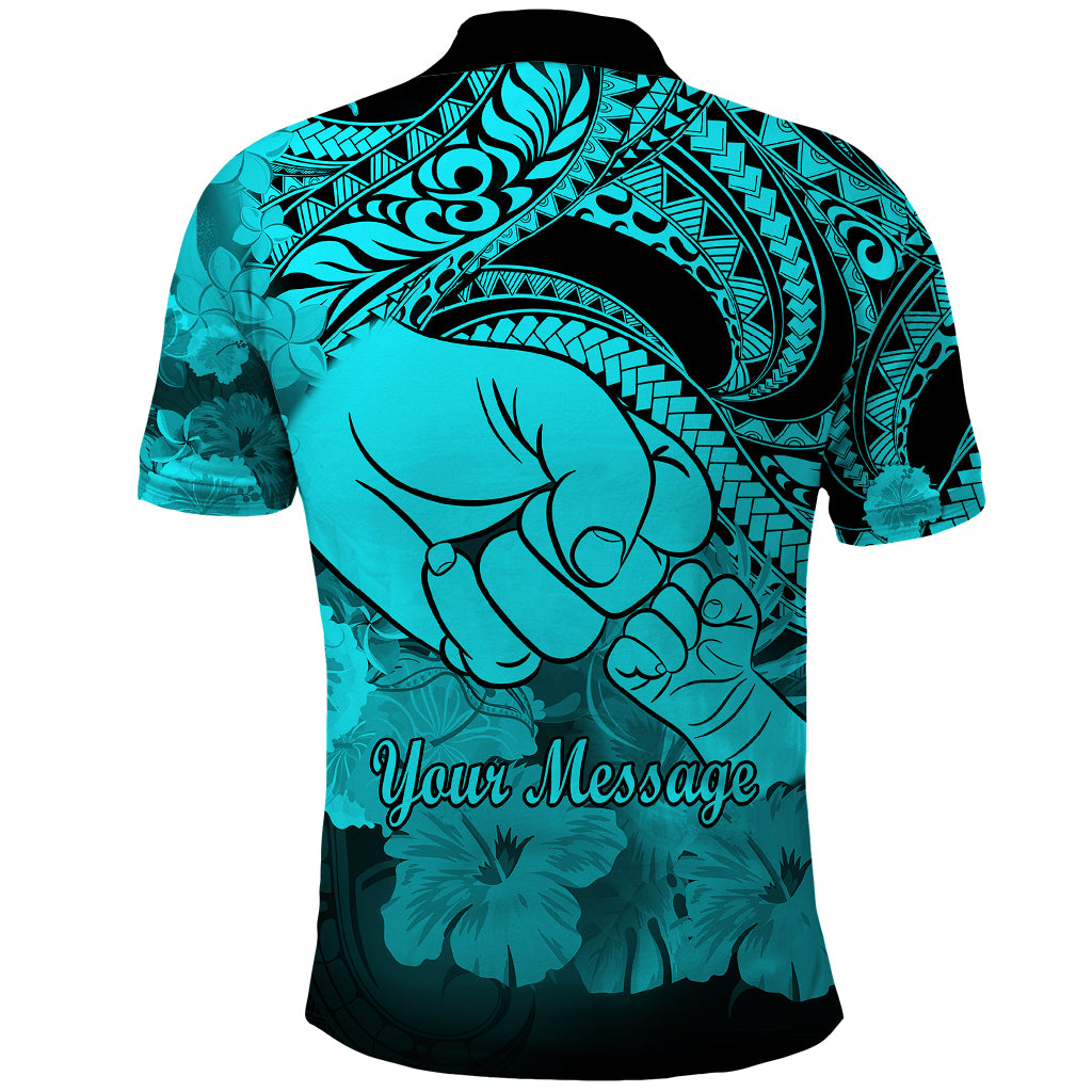 Custom Polynesian Pride Happy Father Day Polo Shirt I Love You Dad Polynesian Tribal Aqua - Wonder Print Shop