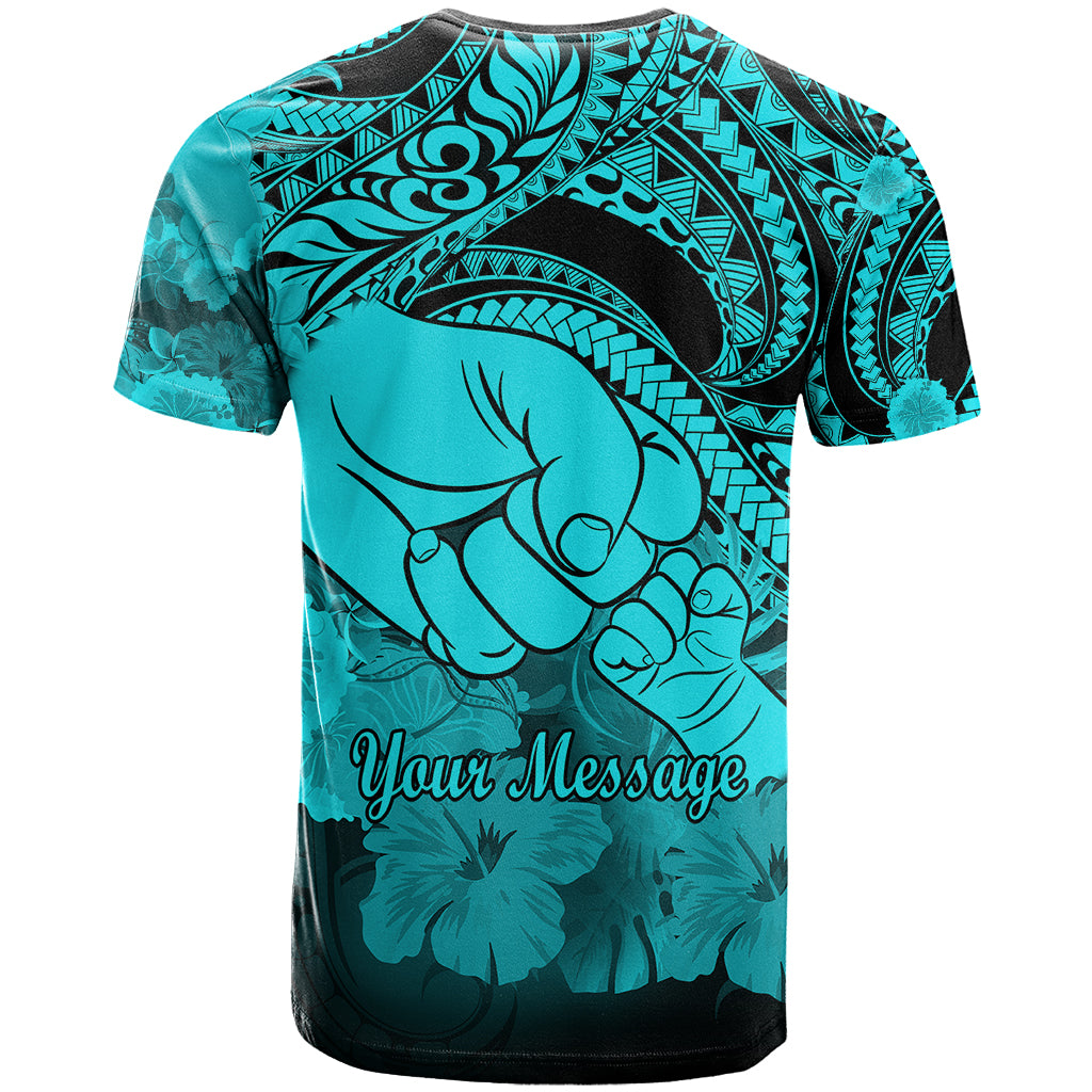 Personalised Polynesian Pride Happy Father Day T Shirt I Love You Dad - Polynesian Tribal Aqua - Wonder Print Shop