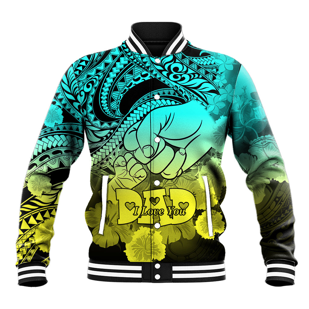 Polynesian Pride Happy Father Day Baseball Jacket I Love You Dad - Polynesian Tribal Gradient 1 LT9 - Wonder Print Shop