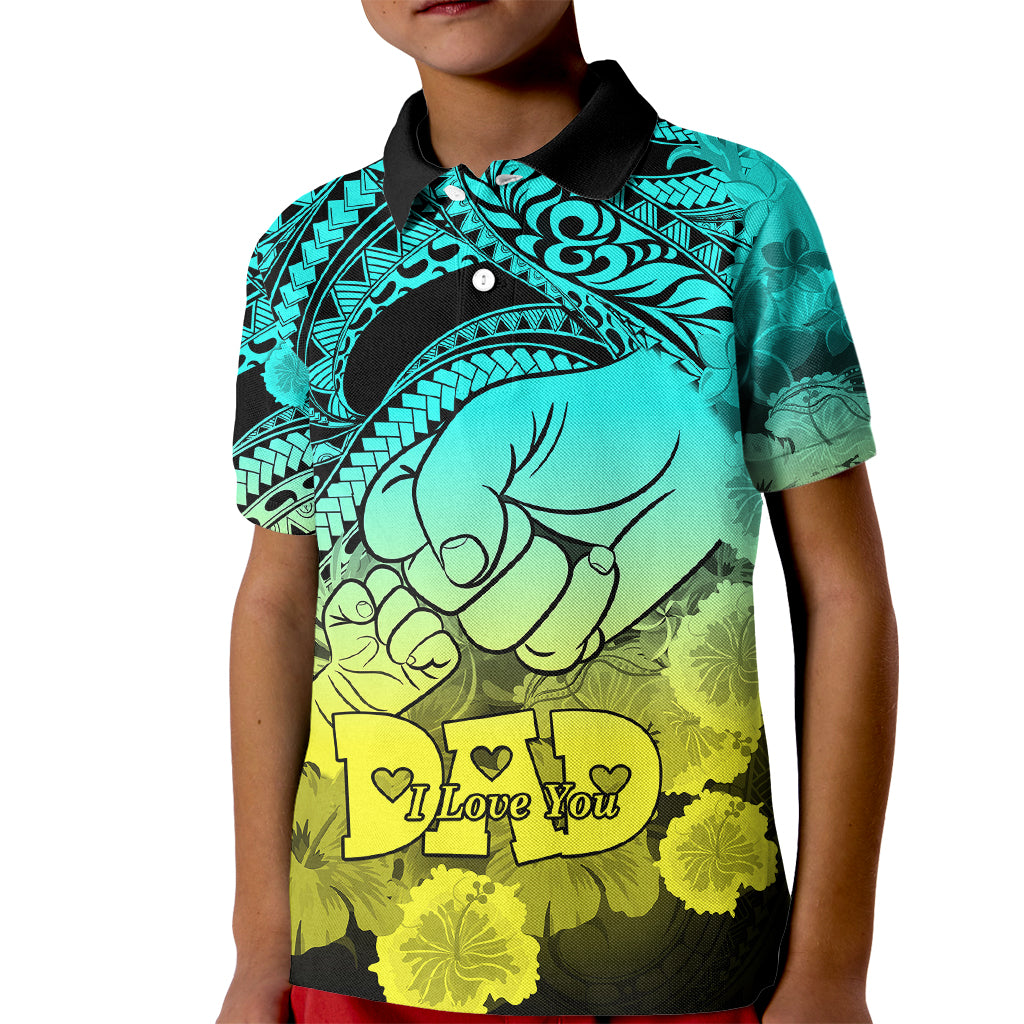 Polynesian Pride Happy Father Day Polo Shirt for Kid I Love You Dad Polynesian Tribal Gradient 1 - Wonder Print Shop