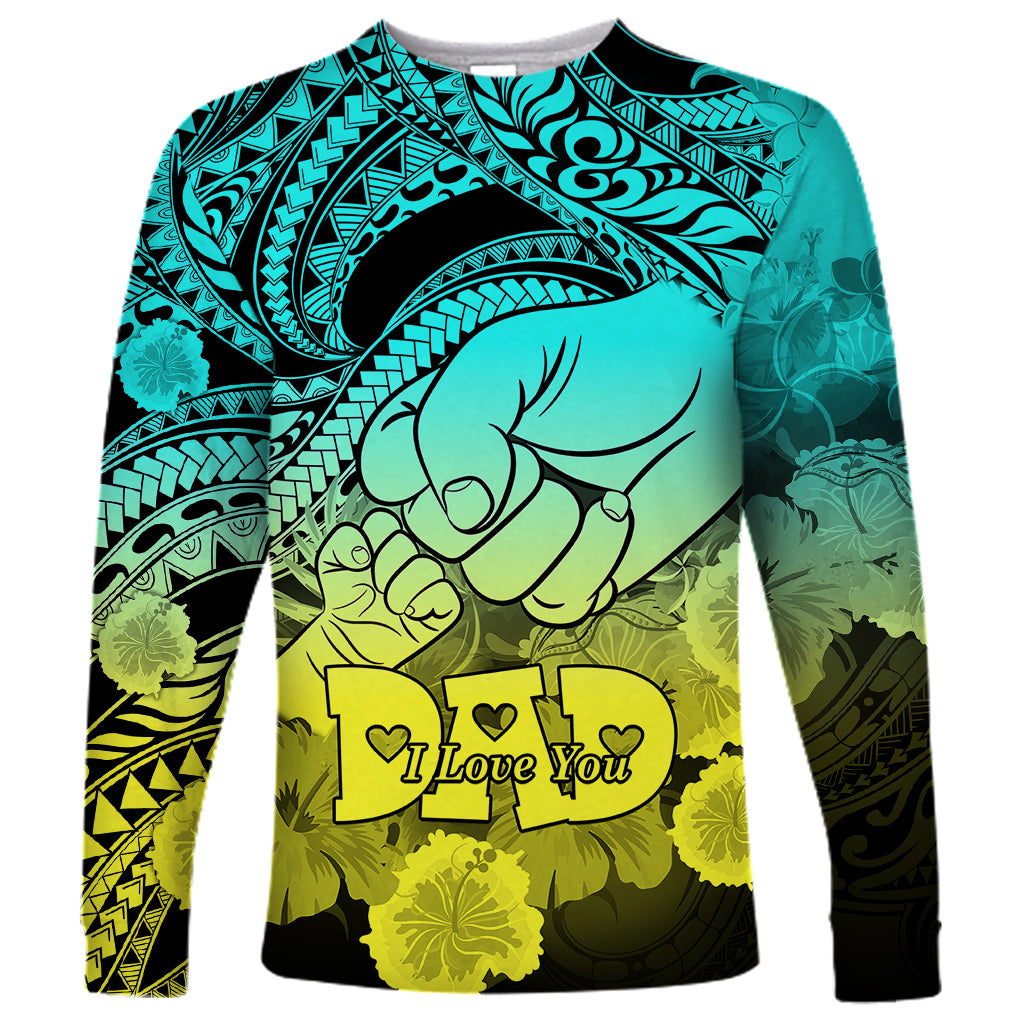Polynesian Pride Happy Father Day Long Sleeve Shirt I Love You Dad - Polynesian Tribal Gradient 1 - Wonder Print Shop