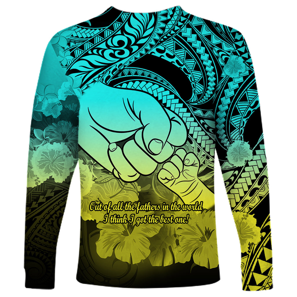 Polynesian Pride Happy Father Day Long Sleeve Shirt I Love You Dad - Polynesian Tribal Gradient 1 - Wonder Print Shop