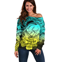 Polynesian Pride Happy Father Day Off Shoulder Sweater I Love You Dad - Polynesian Tribal Gradient 1 - Wonder Print Shop