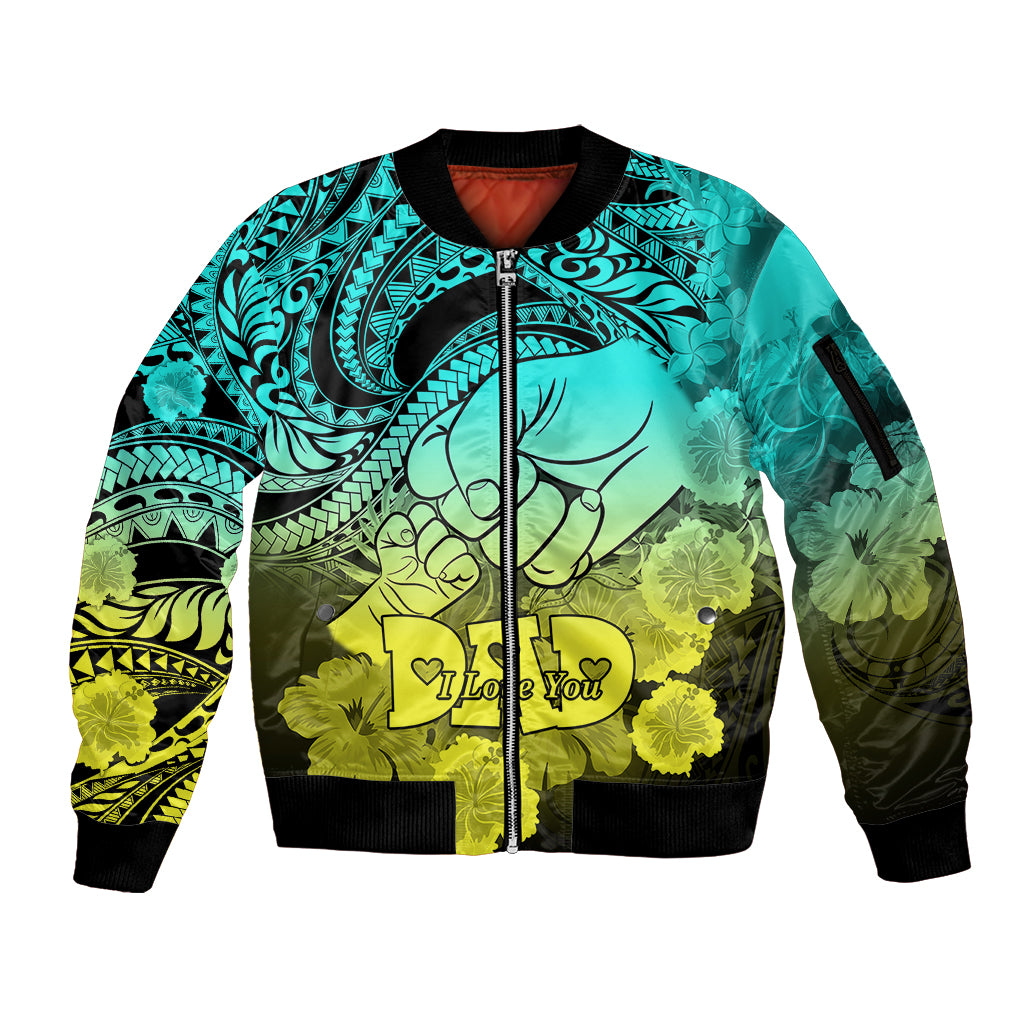 Polynesian Pride Happy Father Day Sleeve Zip Bomber Jacket I Love You Dad - Polynesian Tribal Gradient 1 - Wonder Print Shop