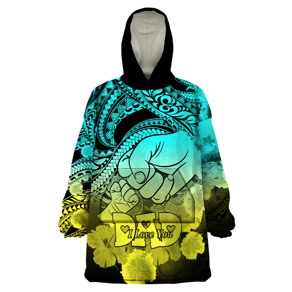 Polynesian Pride Happy Father Day Wearable Blanket Hoodie I Love You Dad - Polynesian Tribal Gradient 1 - Wonder Print Shop