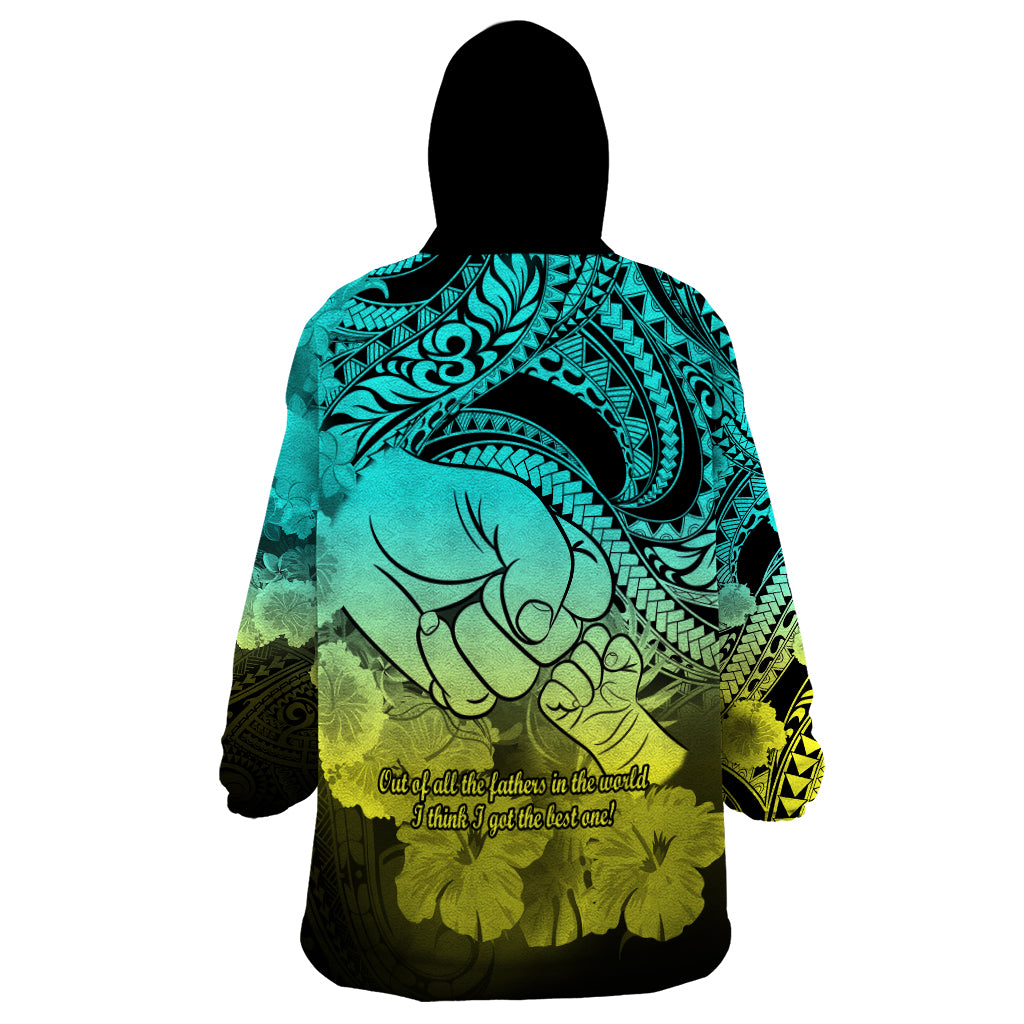 Polynesian Pride Happy Father Day Wearable Blanket Hoodie I Love You Dad - Polynesian Tribal Gradient 1 - Wonder Print Shop