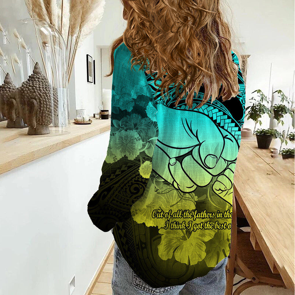 Polynesian Pride Happy Father Day Women Casual Shirt I Love You Dad - Polynesian Tribal Gradient 1 - Wonder Print Shop