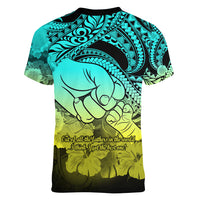 Polynesian Pride Happy Father Day Women V Neck T Shirt I Love You Dad - Polynesian Tribal Gradient 1 - Wonder Print Shop