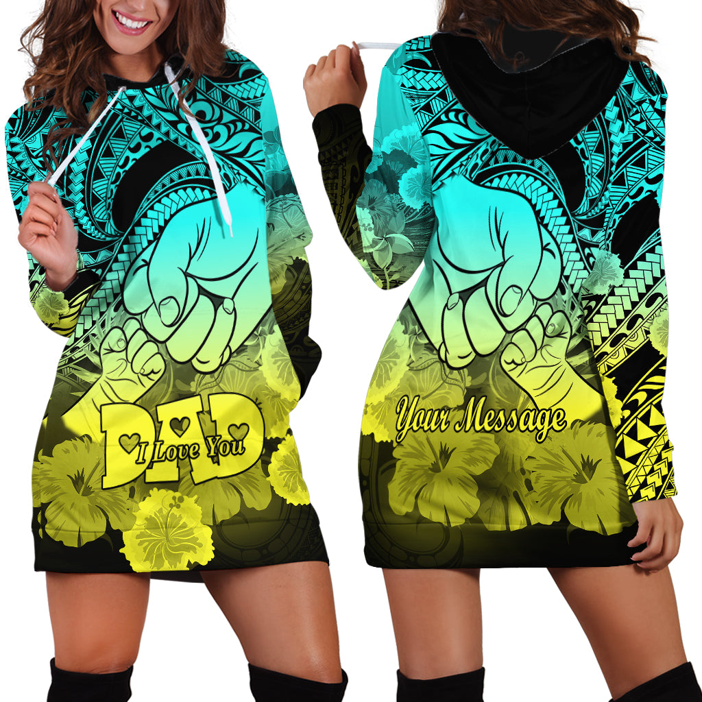Personalised Polynesian Pride Happy Father Day Hoodie Dress I Love You Dad - Polynesian Tribal Gradient 1 - Wonder Print Shop