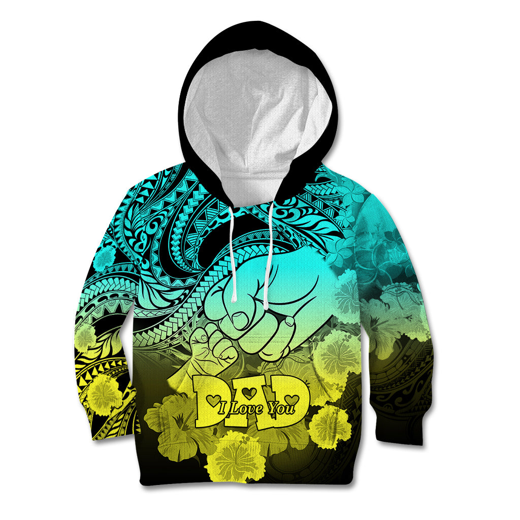 Personalised Polynesian Pride Happy Father Day Kid Hoodie I Love You Dad - Polynesian Tribal Gradient 1 - Wonder Print Shop