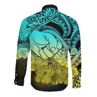 Personalised Polynesian Pride Happy Father Day Long Sleeve Button Shirt I Love You Dad - Polynesian Tribal Gradient 1 - Wonder Print Shop