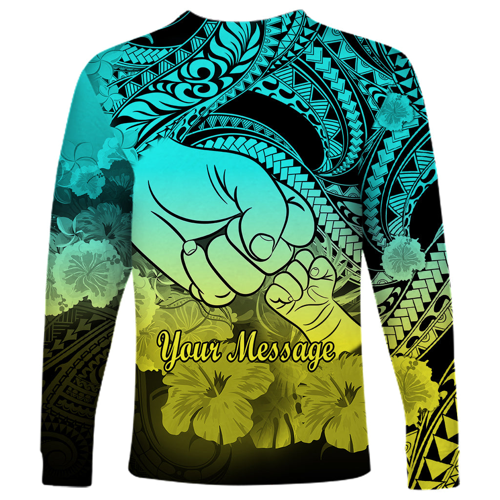 Personalised Polynesian Pride Happy Father Day Long Sleeve Shirt I Love You Dad - Polynesian Tribal Gradient 1 - Wonder Print Shop