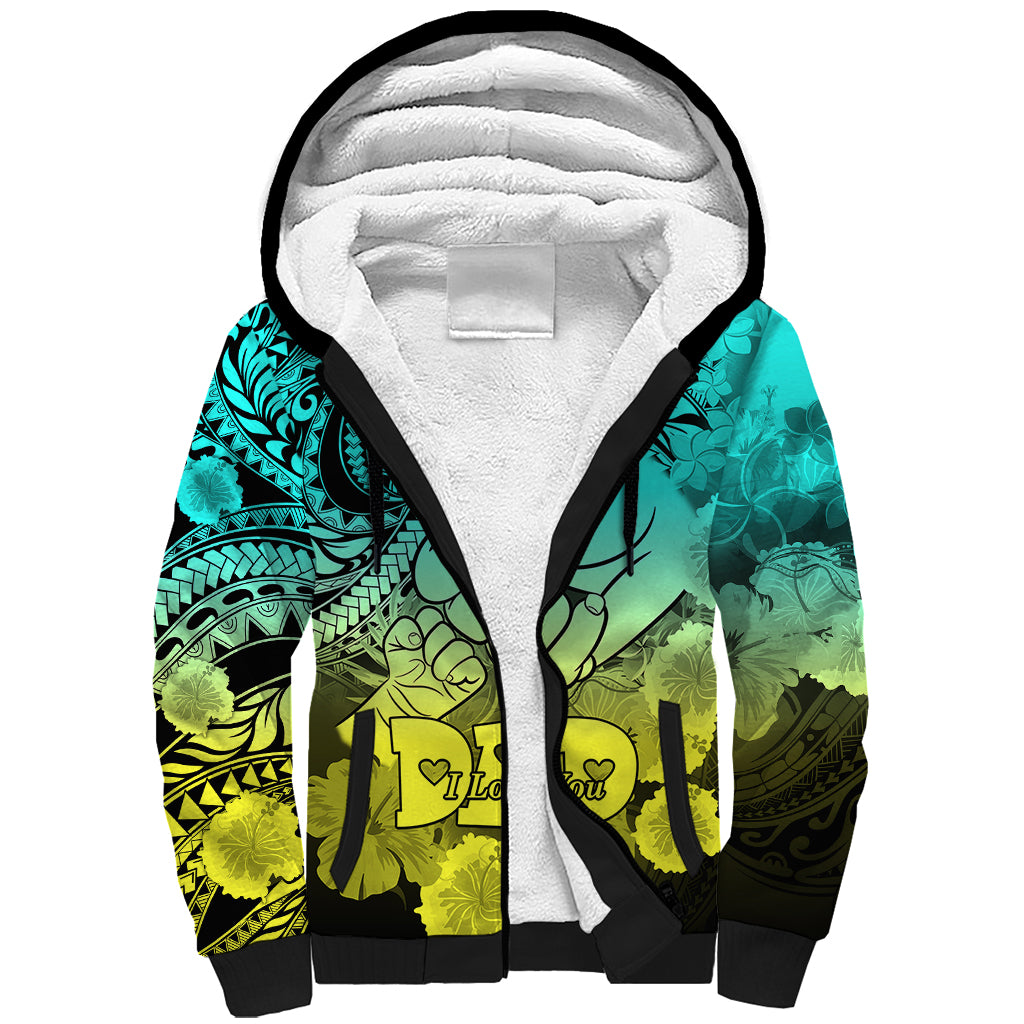 Personalised Polynesian Pride Happy Father Day Sherpa Hoodie I Love You Dad - Polynesian Tribal Gradient 1 - Wonder Print Shop