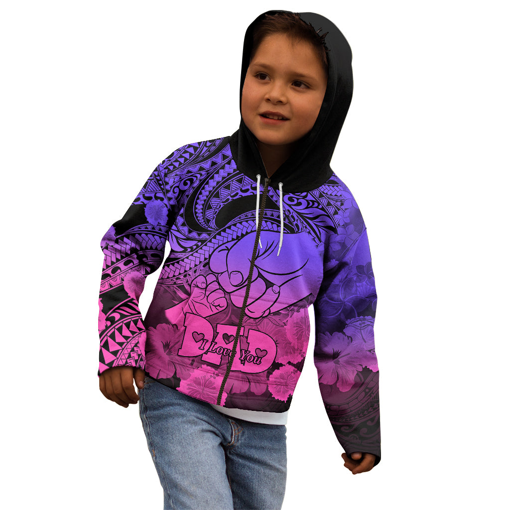Polynesian Pride Happy Father Day Kid Hoodie I Love You Dad - Polynesian Tribal Gradient 2 - Wonder Print Shop
