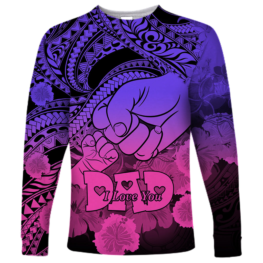 Polynesian Pride Happy Father Day Long Sleeve Shirt I Love You Dad - Polynesian Tribal Gradient 2 - Wonder Print Shop