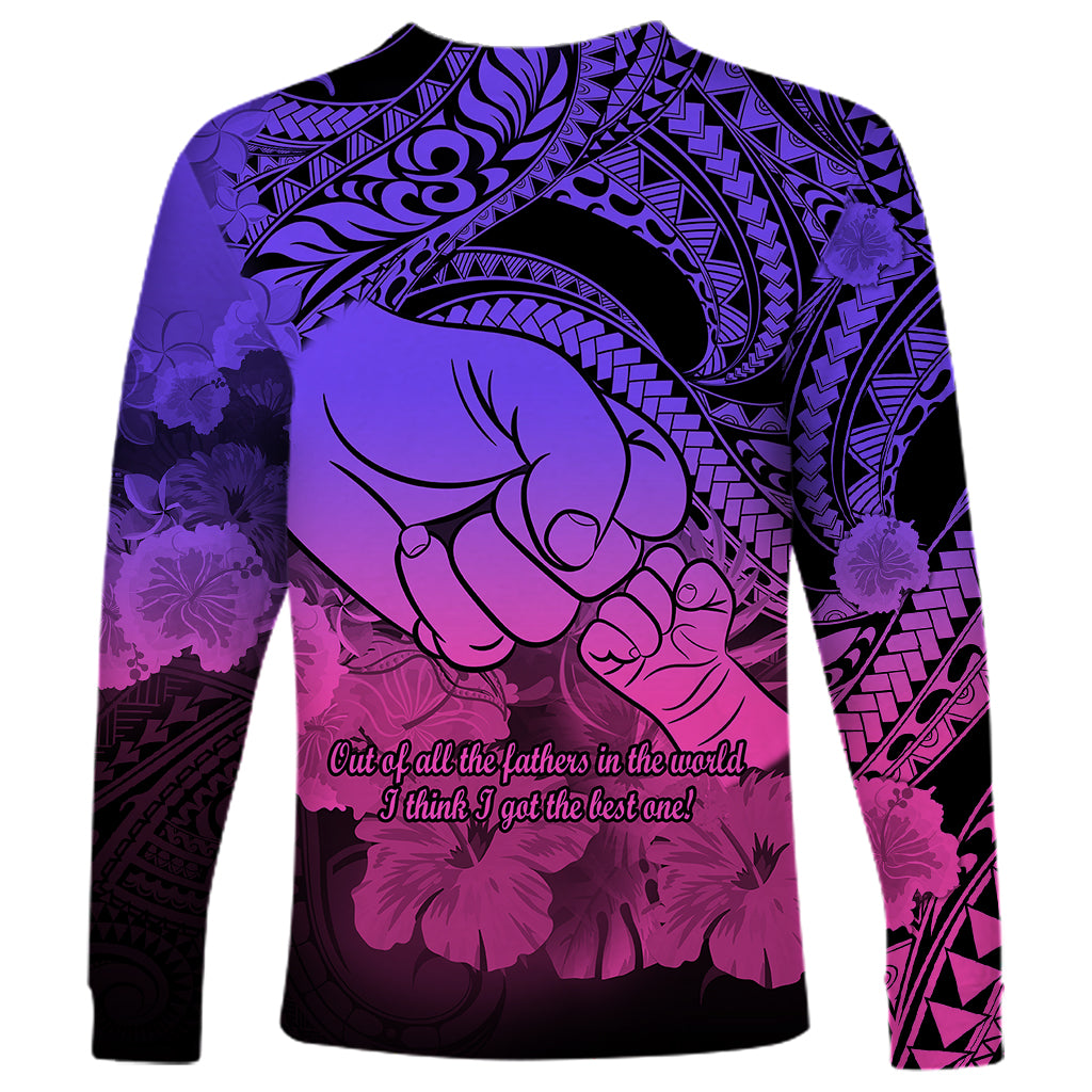 Polynesian Pride Happy Father Day Long Sleeve Shirt I Love You Dad - Polynesian Tribal Gradient 2 - Wonder Print Shop