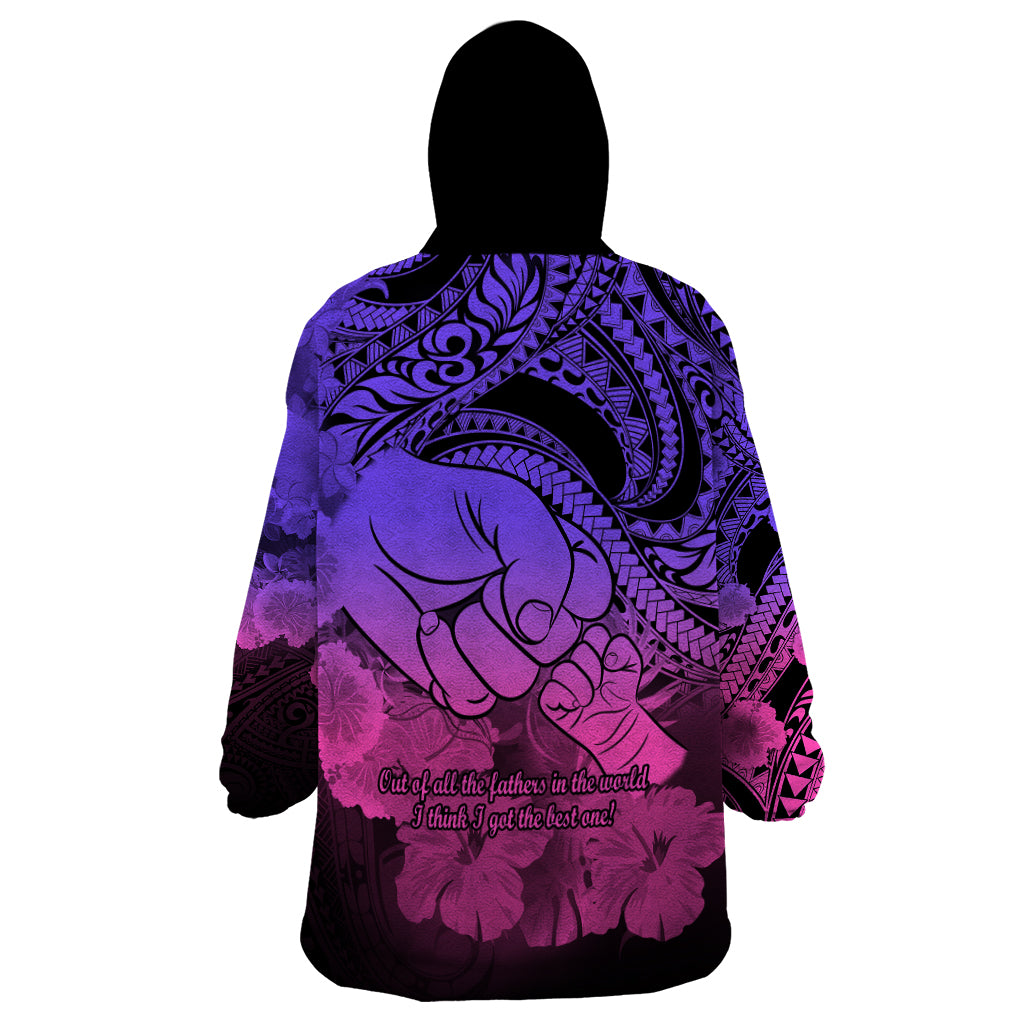 Polynesian Pride Happy Father Day Wearable Blanket Hoodie I Love You Dad - Polynesian Tribal Gradient 2 - Wonder Print Shop