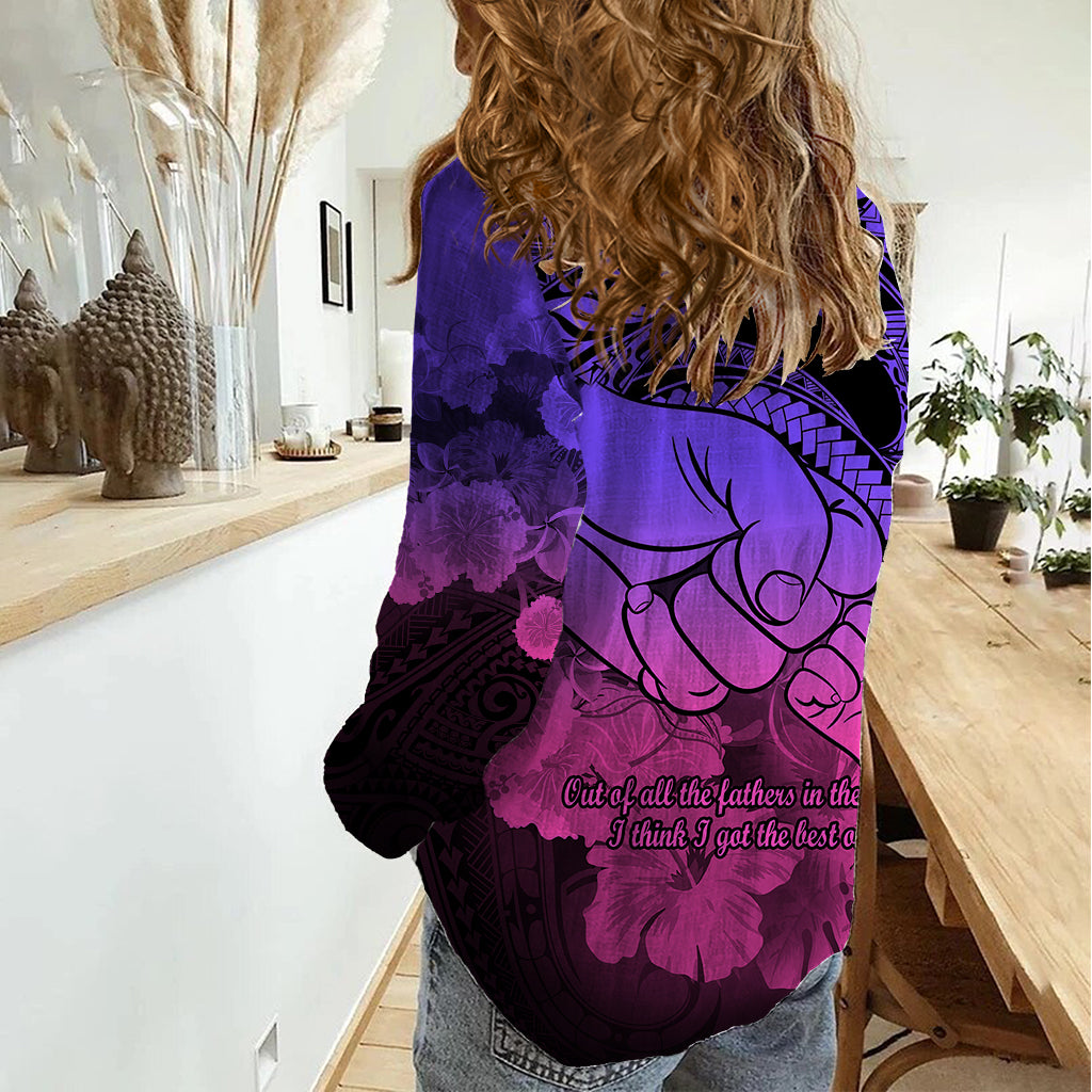 Polynesian Pride Happy Father Day Women Casual Shirt I Love You Dad - Polynesian Tribal Gradient 2 - Wonder Print Shop