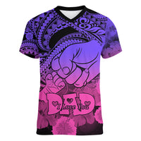 Polynesian Pride Happy Father Day Women V Neck T Shirt I Love You Dad - Polynesian Tribal Gradient 2 - Wonder Print Shop