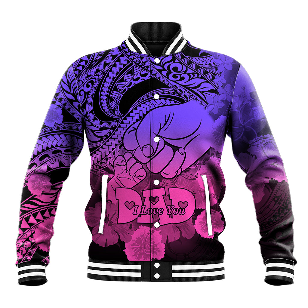 Personalised Polynesian Pride Happy Father Day Baseball Jacket I Love You Dad - Polynesian Tribal Gradient 2 LT9 - Wonder Print Shop
