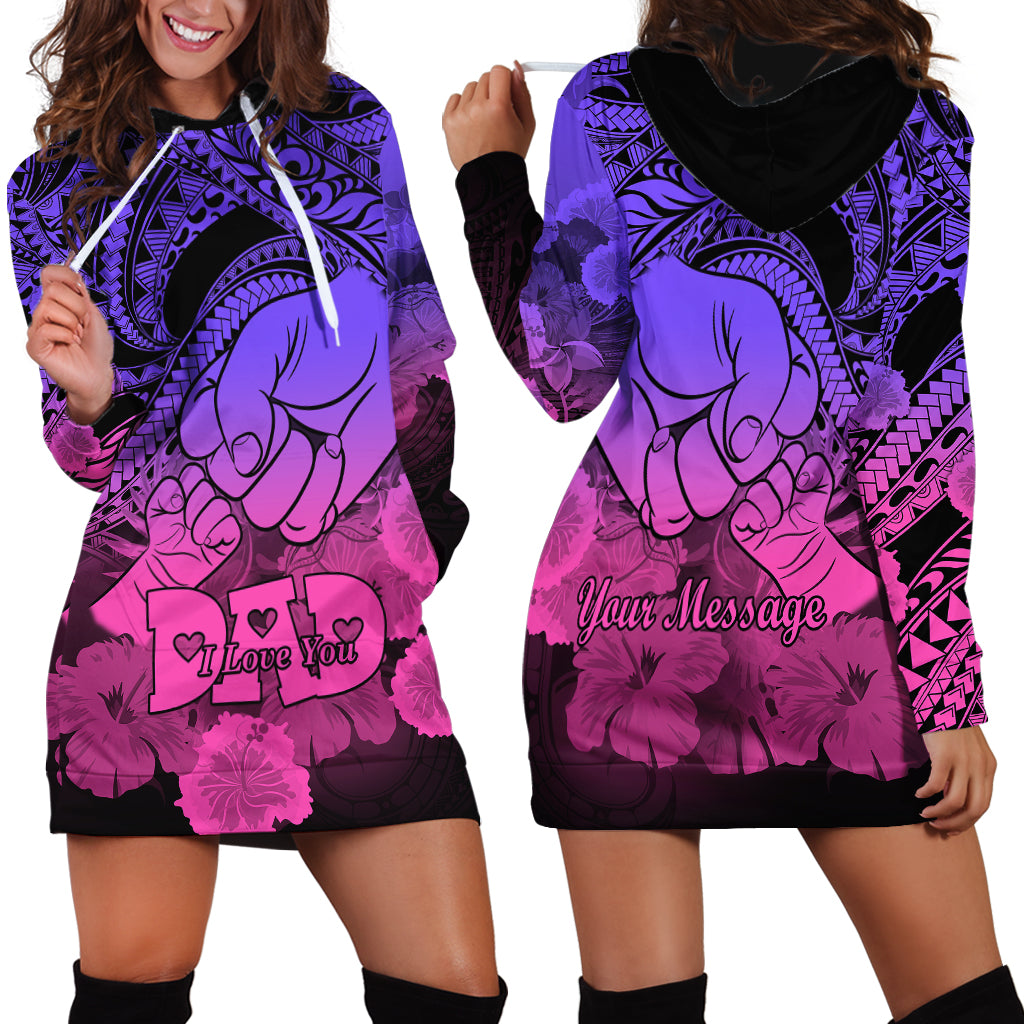 Personalised Polynesian Pride Happy Father Day Hoodie Dress I Love You Dad - Polynesian Tribal Gradient 2 - Wonder Print Shop