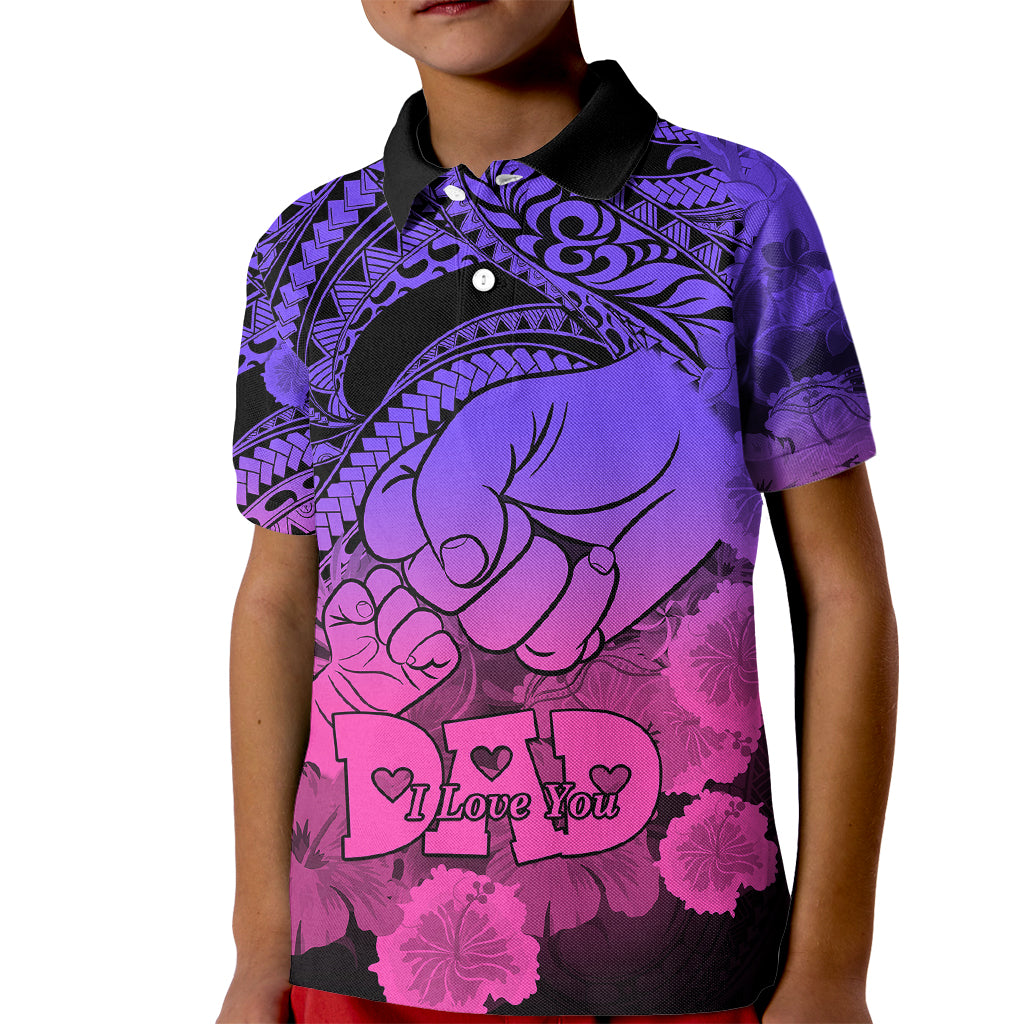 Custom Polynesian Pride Happy Father Day Polo Shirt for Kid I Love You Dad Polynesian Tribal Gradient 2 - Wonder Print Shop