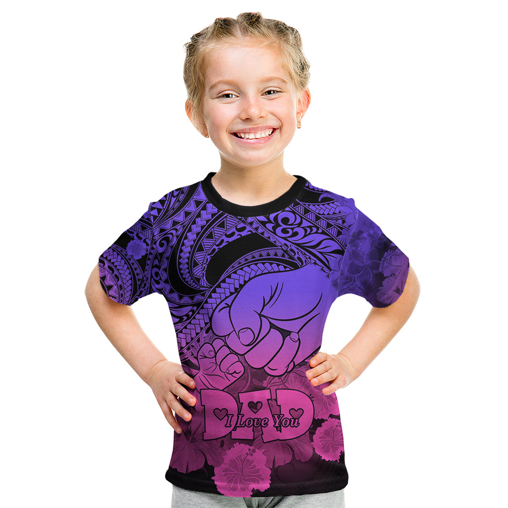 Personalised Polynesian Pride Happy Father Day Kid T Shirt I Love You Dad - Polynesian Tribal Gradient 2 - Wonder Print Shop