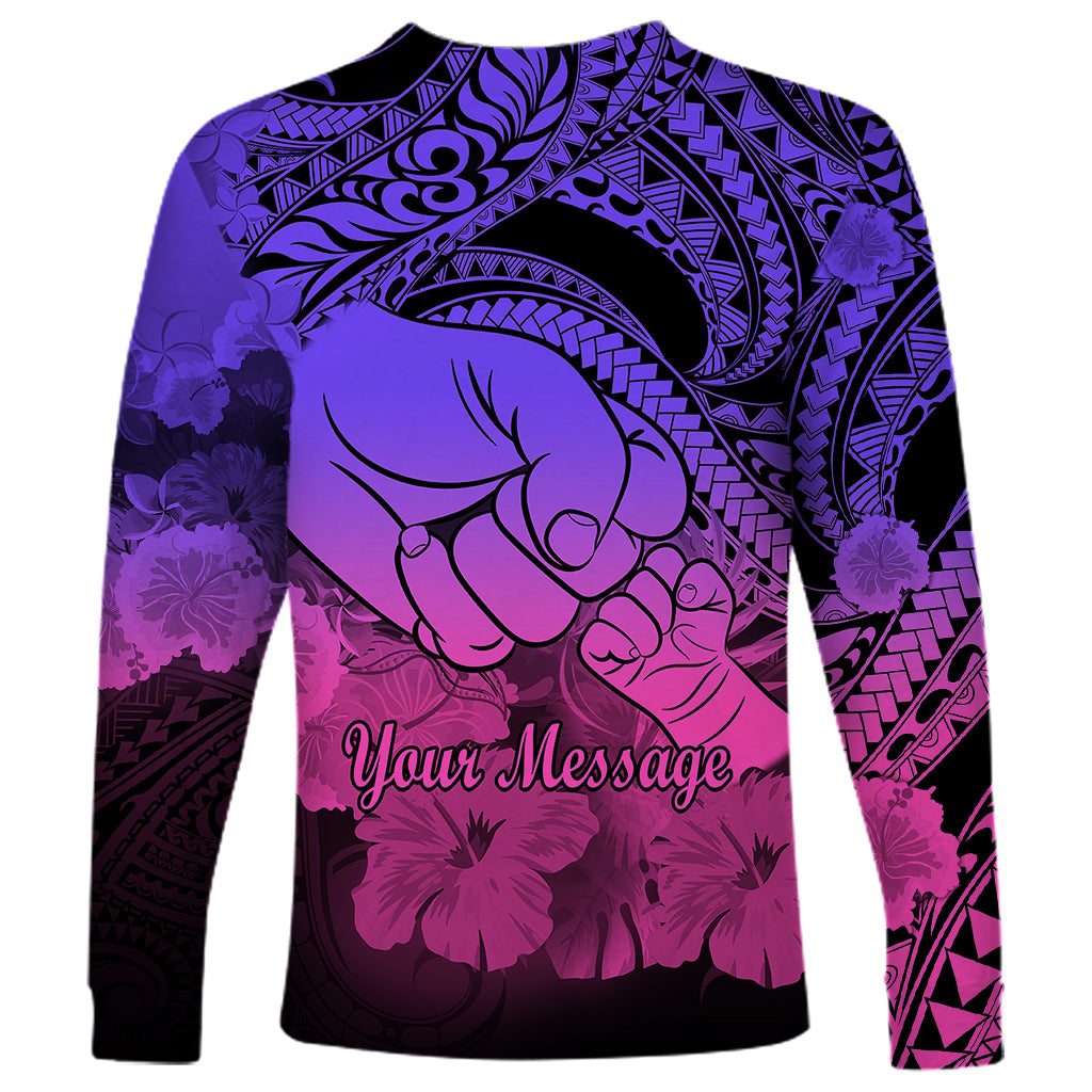 Personalised Polynesian Pride Happy Father Day Long Sleeve Shirt I Love You Dad - Polynesian Tribal Gradient 2 - Wonder Print Shop