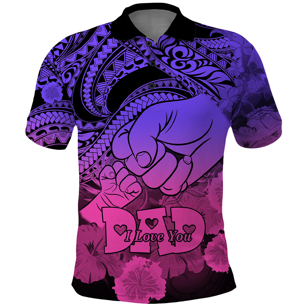 Custom Polynesian Pride Happy Father Day Polo Shirt I Love You Dad Polynesian Tribal Gradient 2 - Wonder Print Shop