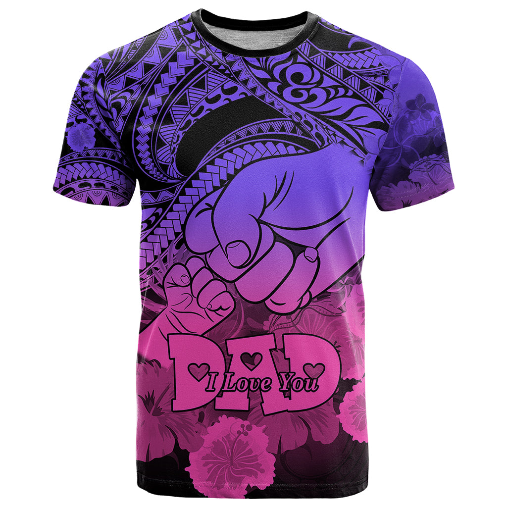 Personalised Polynesian Pride Happy Father Day T Shirt I Love You Dad - Polynesian Tribal Gradient 2 - Wonder Print Shop