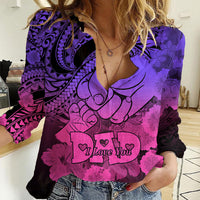 Personalised Polynesian Pride Happy Father Day Women Casual Shirt I Love You Dad - Polynesian Tribal Gradient 2 - Wonder Print Shop