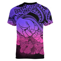 Personalised Polynesian Pride Happy Father Day Women V Neck T Shirt I Love You Dad - Polynesian Tribal Gradient 2 - Wonder Print Shop