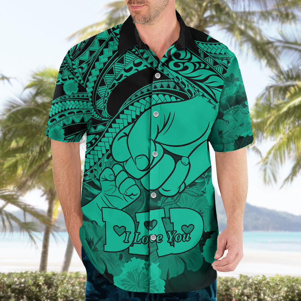 Polynesian Pride Happy Father Day Hawaiian Shirt I Love You Dad - Polynesian Tribal Green - Wonder Print Shop