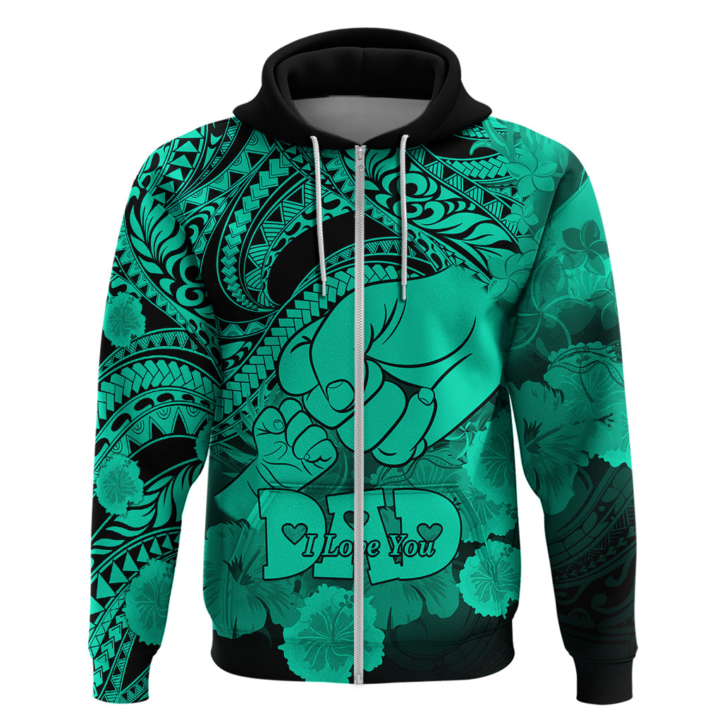 Polynesian Pride Happy Father Day Hoodie I Love You Dad - Polynesian Tribal Green - Wonder Print Shop