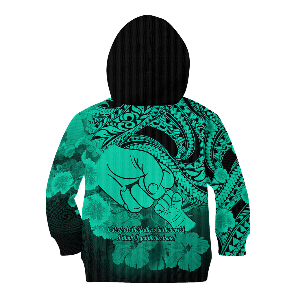 Polynesian Pride Happy Father Day Kid Hoodie I Love You Dad - Polynesian Tribal Green - Wonder Print Shop
