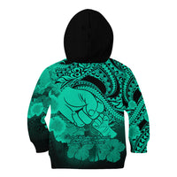 Polynesian Pride Happy Father Day Kid Hoodie I Love You Dad - Polynesian Tribal Green - Wonder Print Shop